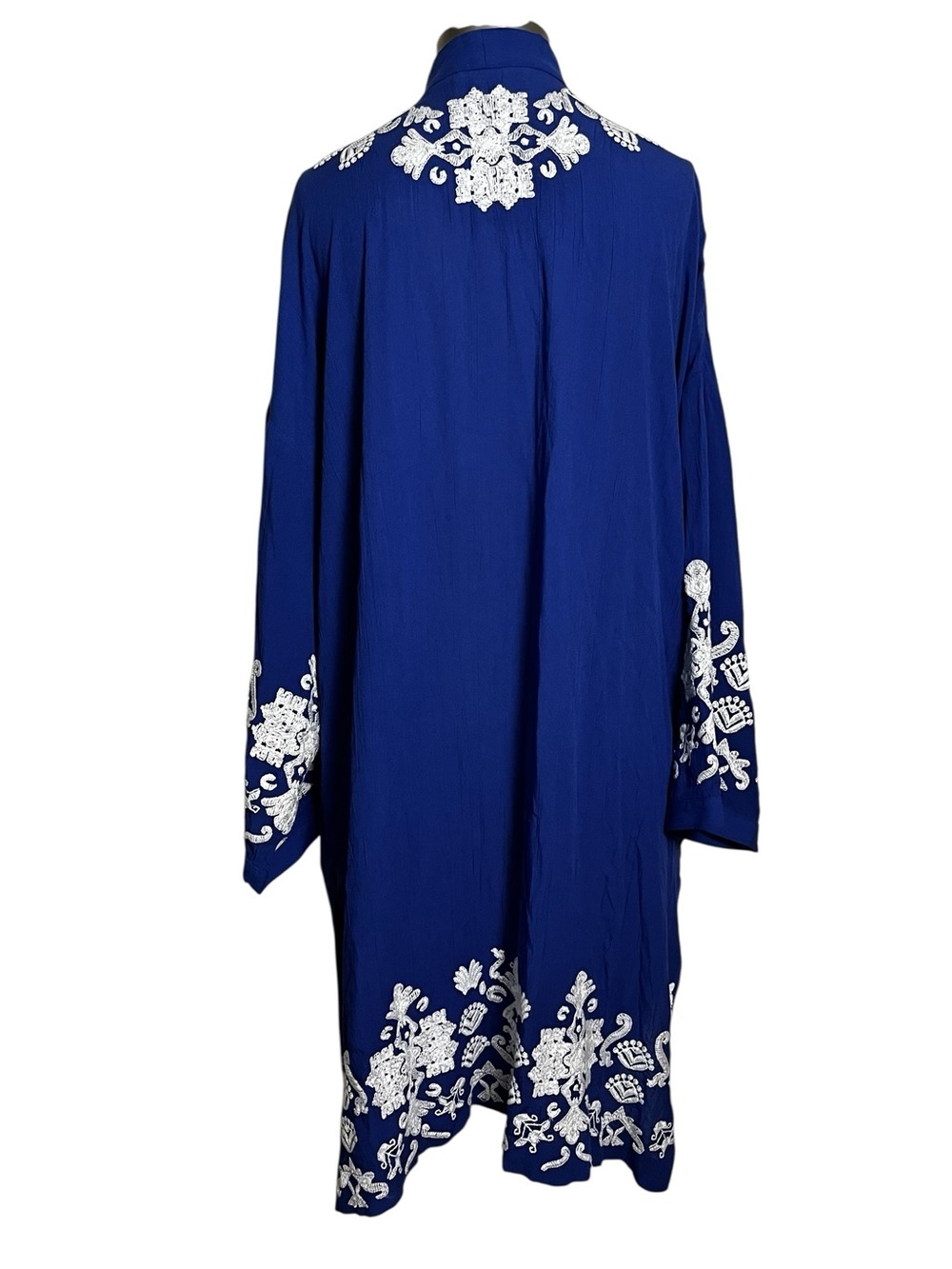 Chico’s Cobalt Blue Embroidered Open Front Kimono Cardigan Topper XL - Picture 6 of 9